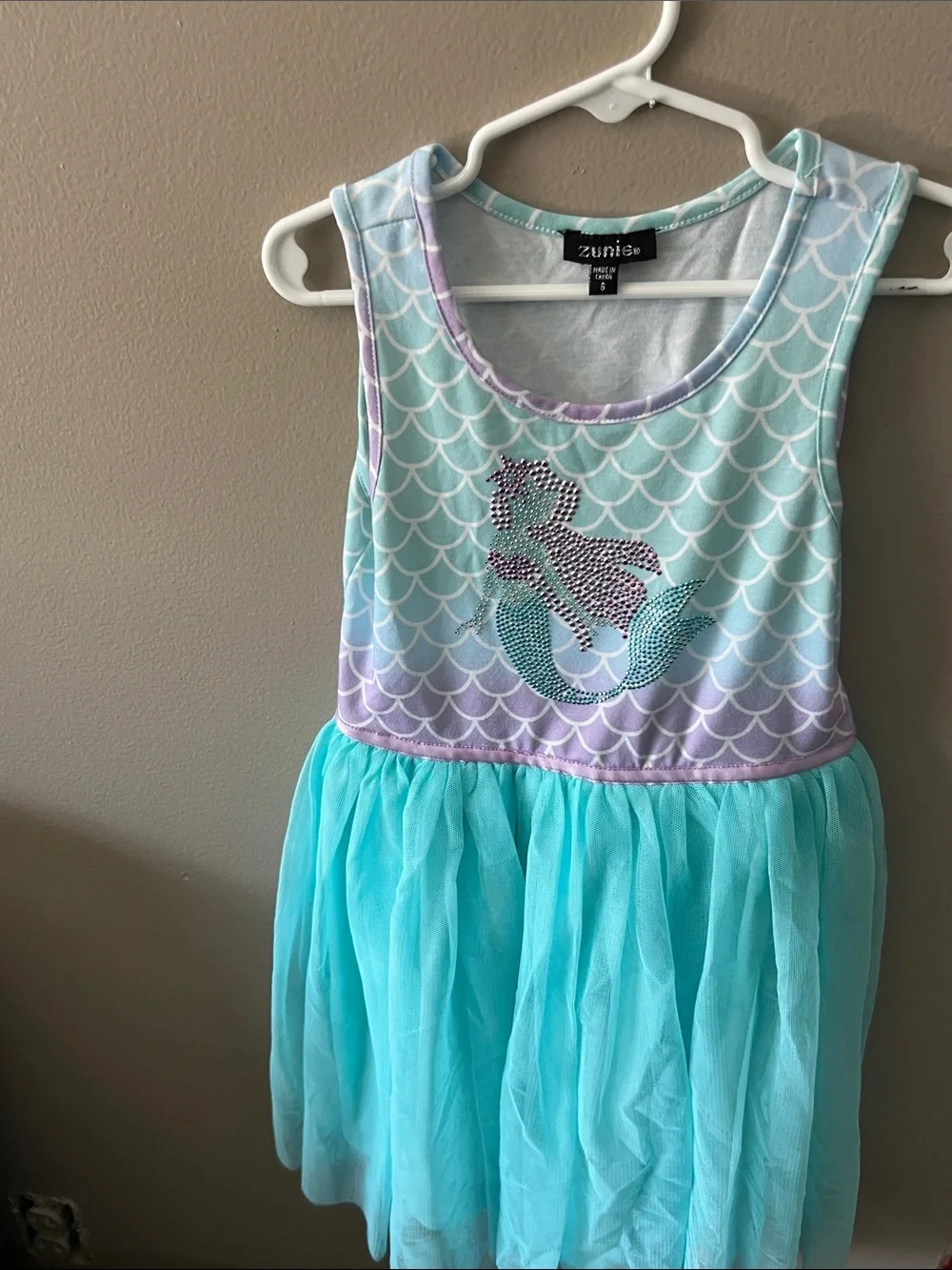 Zunie Girls Aqua and Lavender Mermaid Tulle Dress